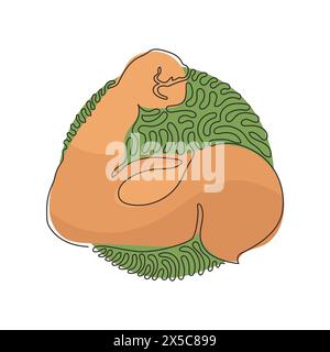 Durchgehende Linie mit starker Kraft, Symbol für Muskelarme. Muskulöse Hand Symbol für Fitness Club Emblem, Stärke menschliche Hand. Wirbeln Sie den Kreis mit Locken Stock Vektor