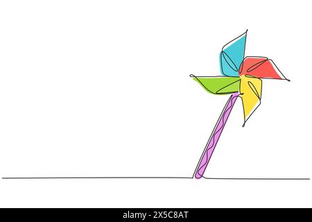 Windmühle aus durchgehendem Zeichnungspapier. Windmühle aus Origami-Papier. Spielgeräte mit Spielzeugdrehrad. Kinderspielzeug dreht sich im Wind. Stock Vektor