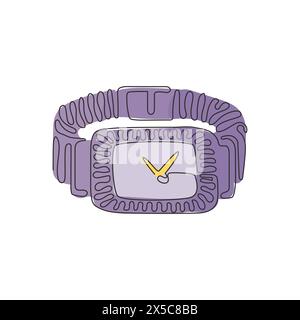 Damenuhr mit einer durchgehenden Linie, goldene und weiße Farbe, mit Diamanten und Strasssteinen, goldenes Armband. Luxusuhr. Wirbelnde Lockenform. Dynami Stock Vektor