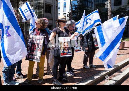 Seattle, USA. Mai 2024. Eine Unterstützung für Israel-Protest beim Federal Buliding in der Innenstadt. Quelle: James Anderson/Alamy Live News Stockfoto