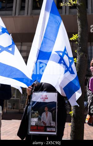 Seattle, USA. Mai 2024. Eine Unterstützung für Israel-Protest beim Federal Buliding in der Innenstadt. Quelle: James Anderson/Alamy Live News Stockfoto