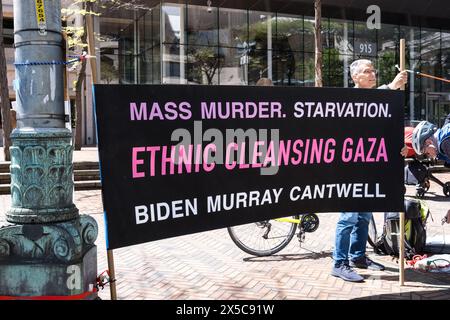 Seattle, USA. Mai 2024. Eine Unterstützung für Palästina-Protest beim Federal Buliding in der Innenstadt. Quelle: James Anderson/Alamy Live News Stockfoto