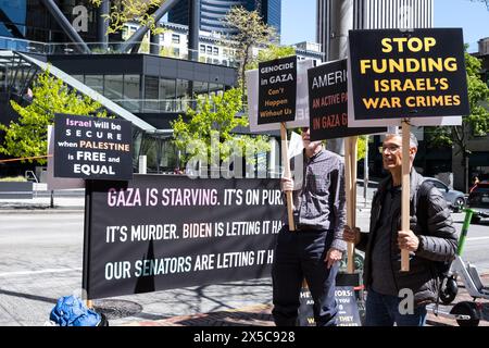 Seattle, USA. Mai 2024. Eine Unterstützung für Palästina-Protest beim Federal Buliding in der Innenstadt. Quelle: James Anderson/Alamy Live News Stockfoto