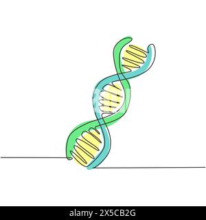 Eine einzige Linie, die Helix oder DNA zeichnet. Drahtmodellausführung mit niedrigem Poly. Konzept für Biotechnologie, Wissenschaft, Medizin. Technologie und Innovation in der Gentechnik Stock Vektor