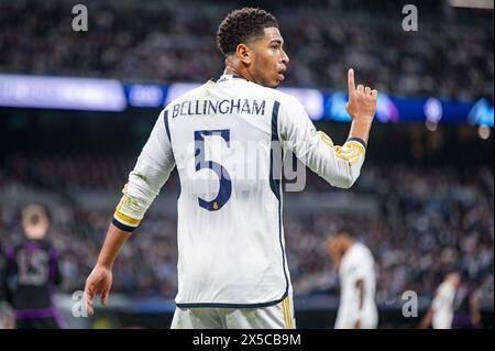 Madrid, Spanien. Mai 2024. MADRID, SPANIEN - 8. MAI: Jude Bellingham von Real Madrid, beim Halbfinalspiel der UEFA Champions League zwischen Real Madrid und FC Bayern München am 8. Mai 2024 in Madrid. Quelle: Unabhängige Fotoagentur/Alamy Live News Stockfoto