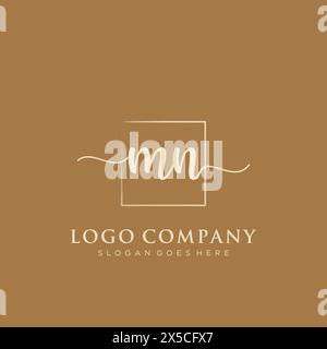 MN Initial Handschriftenlogo mit Rechteck Stock Vektor