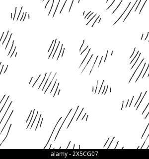 Nahtloses Leopardenmuster mit Kreuzschraffur. Textur in handgezeichnetem Bleistiftstil. Stock Vektor