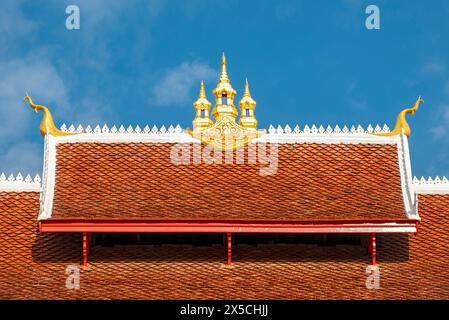 Dach des Klosters Wat Mai Suwannaphumaham, Luang Prabang, Laos Stockfoto