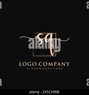 QUADRATISCHES Anfangslogo mit Rechteck Stock Vektor