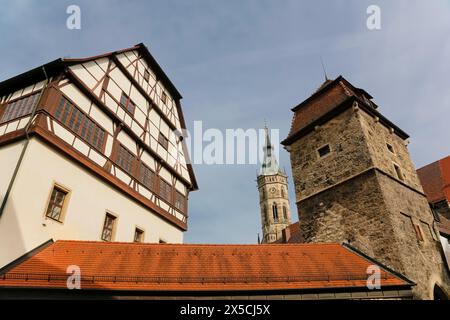 Residenzschloss Urach, spätmittelalterliches Schloss, Geburtsort des Grafen Eberhard Bart, erster Herzog von Württemberg, aristokratische Residenz, historisch Stockfoto