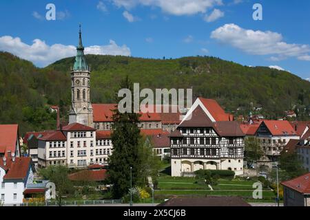 Residenzschloss Urach, spätmittelalterliches Schloss, Geburtsort des Grafen Eberhard Bart, erster Herzog von Württemberg, aristokratische Residenz, historisch Stockfoto