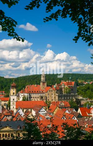 Schloss Hohenzollern Sigmaringen, ehemalige Fürstenresidenz und Verwaltungssitz der Fürsten von Hohenzollern-Sigmaringen, Stadtburg Stockfoto