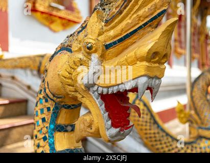 Naga-Gottheiten im Wat Nong Sikhounmuang, Luang Prabang, Laos Stockfoto