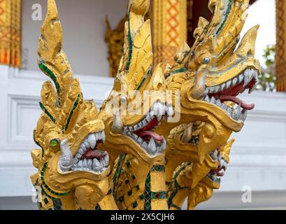 Naga-Gottheiten im Wat Nong Sikhounmuang, Luang Prabang, Laos Stockfoto