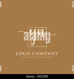 YN Initial Handschriftenlogo mit Rechteck Stock Vektor