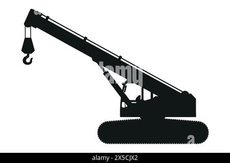 Cartoon Teleskopkran Silhouette. Schwere Maschinen für den Bau und den Bergbau Stock Vektor