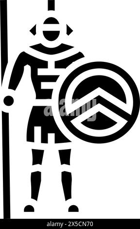 Krieger Soldat römisch griechische Glyphe Icon Vektor Illustration Stock Vektor