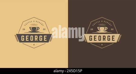 Kaffee- oder Teeshop-Logo-Vorlage Vektor-Illustration mit Bohnen-Silhouette gut für Café-Badge-Design und Menüdekoration. Retro-Typografie-Emblem. Stock Vektor