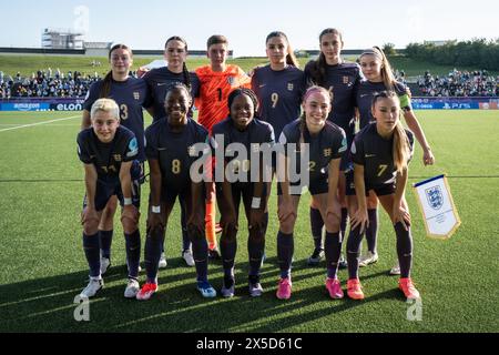 Lund, Schweden. Mai 2024. Das Startelf von England für das UEFA-U17-EUROPAMEISTERSCHAFTSSPIEL der Frauen zwischen Schweden und England bei Klostergaardens Idrottsplats in Lund. (Foto: Gonzales Photo/Alamy Live News Stockfoto