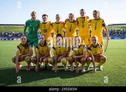 Lund, Schweden. Mai 2024. Das Startelf Schwedens für die UEFA-U17-EUROPAMEISTERSCHAFT der Frauen zwischen Schweden und England bei Klostergaardens Idrottsplats in Lund. (Foto: Gonzales Photo/Alamy Live News Stockfoto