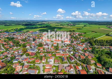 Blick auf das Günztal rund um den Markt Rettenbach in der Region Donau-Iller in Oberschwaben Stockfoto