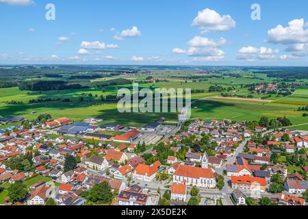 Blick auf das Günztal rund um den Markt Rettenbach in der Region Donau-Iller in Oberschwaben Stockfoto