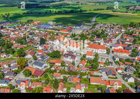 Blick auf das Günztal rund um den Markt Rettenbach in der Region Donau-Iller in Oberschwaben Stockfoto