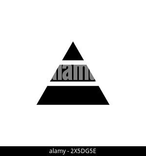 Symbol für den flachen Vektor des Pyramidendiagramms. Einfaches, ausgefülltes Symbol auf weißem Hintergrund. Designvorlage für Pyramidendiagramme für Web- und mobile UI-Elemente Stock Vektor