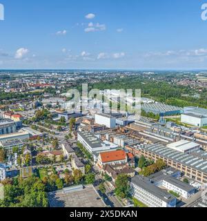 Augsburg von oben, Blick auf die nordöstliche Stadt um Luginsland Stockfoto