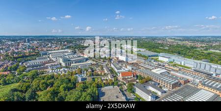 Augsburg von oben, Blick auf die nordöstliche Stadt um Luginsland Stockfoto