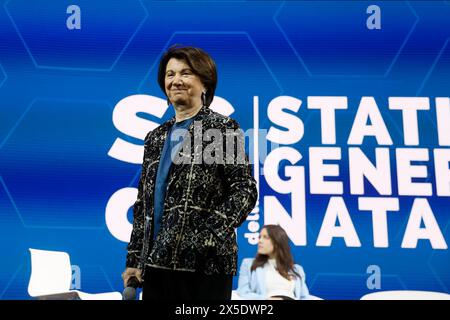 Roma, Italien. Mai 2024. La ministra della famiglia Eugenia Roccella durante gli Stati Generali della Natalit&#xe0; - Politica - Roma, Italia - Giovedi 09 Maggio 2024 (Foto Cecilia Fabiano/LaPresse) die Familienministerin Eugenia Roccella während der Generalstaaten der Naturpolitik - Rom, Italien - Donnerstag, 09. Mai 2024 (Foto Cecilia Fabiano/LaPresse) LaPresse/Alamy Live News Stockfoto