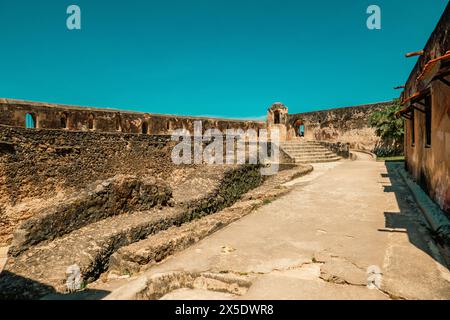 Blick auf die Ruinen in Fort Jesus, Mombasa Stockfoto