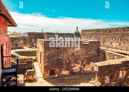 Blick auf die Ruinen in Fort Jesus, Mombasa Stockfoto