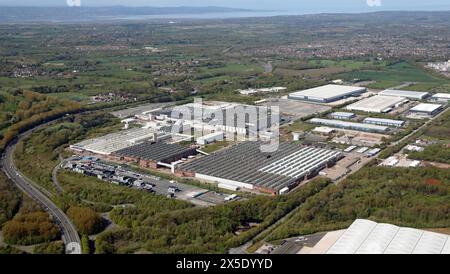 Luftaufnahme des Vauxhall Ellesmere Port Kraftfahrzeugmontagewerks in Ellesmere Port, Cheshire Stockfoto