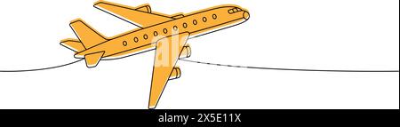 Flugzeug, Lufttransport eine Linie farbige kontinuierliche Zeichnung. Unterschiedliche Lufttransporte durchgehende einzeilige Abbildung. Vektor-Minimalismus-Illustration Stock Vektor