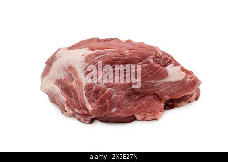 Schweineschulterfleisch, isoliert auf weißem Hintergrund Stockfoto