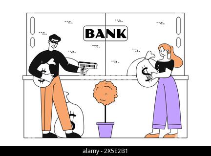 Banküberfall-Vektor einfach Stock Vektor