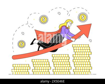Frau steigende Aktienkurse Vektor einfach Stock Vektor