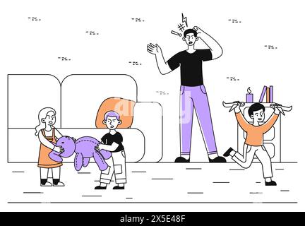 Ungezogen Kinder Vektor einfach Stock Vektor