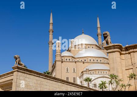 Die Moschee von Muhammed Ali ist auch als Alabaster-Moschee bekannt. Das Hotel befindet sich auf dem Gipfel der Zitadelle Saladin, Kairo, Ägypten. Abgeschlossen 1857. Stockfoto