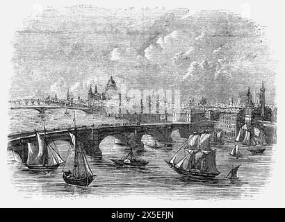 Blick auf die London Bridge mit Blick auf die St. Paul's Cathedral. 19. Jahrhundert. Illustration aus Cassell's History of England, Band VII. Neuauflage veröffentlicht Circ 1873-5. Stockfoto