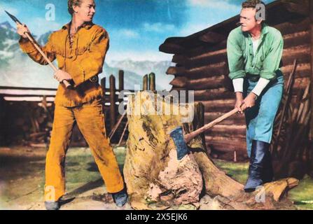 SHANE 1953 Paramount Pictures Film mit Alan Ladd links als Shane und Van Heflin als Joe Starrett Stockfoto