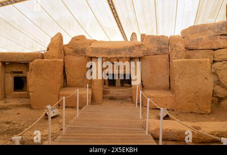 Megalithische Tempelanlage Mnajdra an der Südküste der Mittelmeerinsel Malta Stockfoto