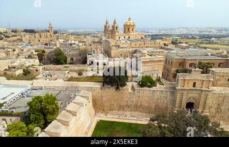 Blick auf die Festungsstadt Mdina, Malta Stockfoto