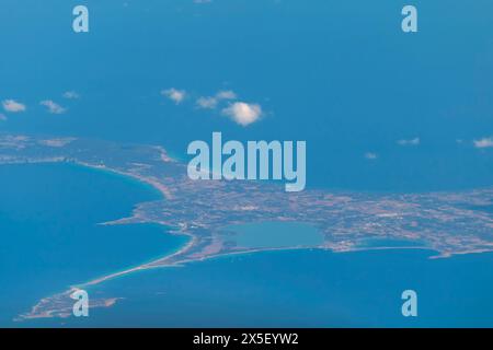 Luftaufnahme der Insel Formentera, Balearen, Spanien Stockfoto