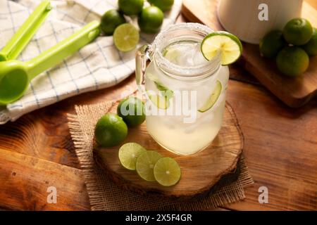 Hausgemachte Limonade mit Bio-Zitronen und Minze, ein beliebtes Erfrischungsgetränk in vielen Ländern. In Mexiko ist es Teil der traditionellen Aguas Frescas, Stockfoto