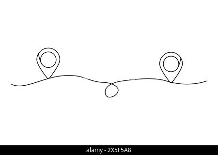 Anschlussstifte für durchgehende Leitungen. Vereinfachte Darstellung des Kartenvektors. Minimales Design in Schwarz auf weiß. GPS-Konzept. Stock Vektor