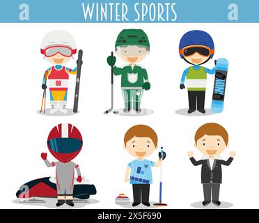 Vektor-Set von Wintersport im Cartoon-Stil Stock Vektor