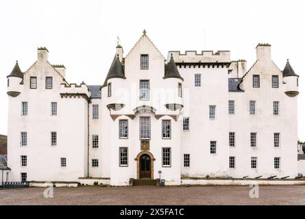 Blair Castle, Heimat der letzten verbliebenen europäischen Privatarmee, der Atholl Highlanders, Blair Atholl, Perthshire, Highlands, Schottland Stockfoto