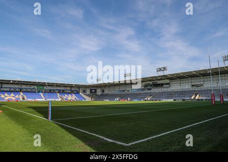 Warrington, Großbritannien. Mai 2024. Ein allgemeiner Blick auf das Halliwell Jones Stadium, Heimstadion der Warrington Wolves vor dem Spiel Warrington Wolves vs Hull KR in der Betfred Super League Runde 11 im Halliwell Jones Stadium, Warrington, Vereinigtes Königreich, 9. Mai 2024 (Foto: Gareth Evans/News Images) in Warrington, Vereinigtes Königreich am 9. Mai 2024. (Foto: Gareth Evans/News Images/SIPA USA) Credit: SIPA USA/Alamy Live News Stockfoto